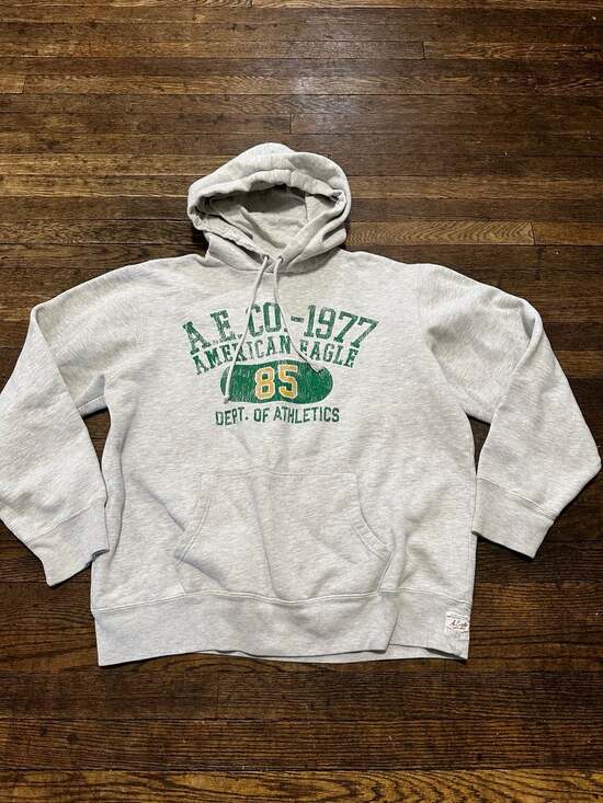 Vintage Y2K Green and White American Eagle Hoodie Athletics Large - Picture 1 of 9